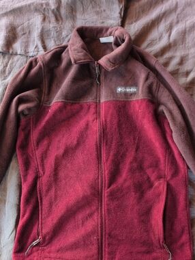 Columbia Burgundy & Brown Full-Zip Fleece Jacket